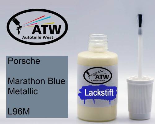 Porsche, Marathon Blue Metallic, L96M: 20ml Lackstift, von ATW Autoteile West.